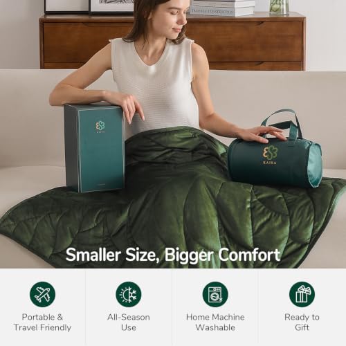 Image of Kaisa Weighted Blanket for Adults 7lbs 41 inch x 53 inch, Soft Heavy Cozy Luxury Crystal Velvet Small Weighted Lap Blanket, All-Season Blanket, Machine Washable, Olive Green