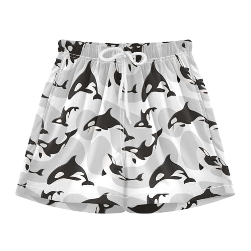 Gugusary Boys Swim Trunks Killer Whale Orcinus Orca with Compression Liner Quick Dry Swim Shorts Bathing Suits UPF 50+ Anti-Chafe Swim Shorts