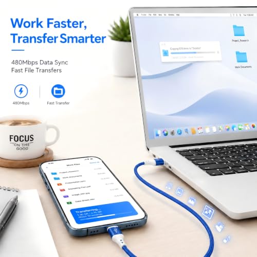 USB C Cable, USB-A to USB-C Fast Charging Cable 6-Pack (3/3/3/6/6/10ft), Nylon Braided USB-C Charging Cords, Compatible with iPhone 17/16/15 Series, Samsung Galaxy, Google Pixel & More