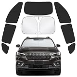 Car Window Shades for Jeep Cherokee 2014-2024 Accessories - Full Set 8PCS Side Window Sunshades with Memory Frame & Blackout Fabric, Privacy UV Shield for Camping/Travel