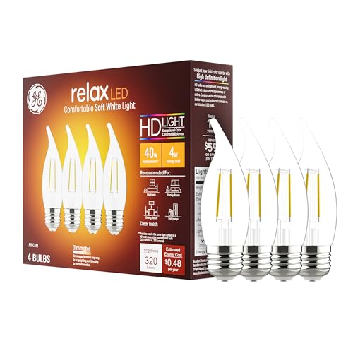 GE Relax LED Light Bulbs 40 Watt Soft White Decorative Bulbs Clear Medium Base (4 Pack)