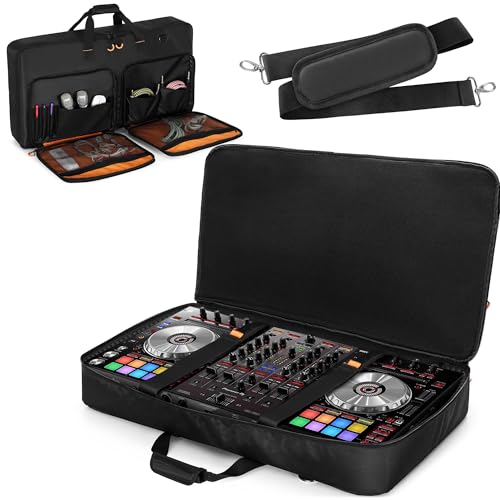 Image of Rexmica Carrying Bag Compatible with Pioneer DDJ RX /DDJ SX /DDJ SX2 / DDJ SX3 / Denon MC7000 / Numark NS6, DJ Controller Storage Bag with Foam Padding for DJ Cable or Other Accessories (L, Black)