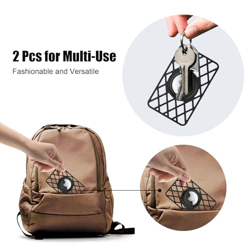 SUPFINE 2 Pack Airtag Holder Wallet, Slim Card Case Keychain for Apple Air tag, 0.1 inch Thickness Ultra Thin Air tag Holder for Purse, Handbag, Backpack Wallet, Clutch Bag (Black)