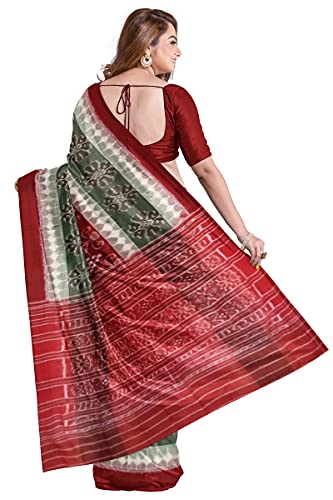 Image of Odisha Sambalpuri Handloom Ikat Women's Cotton Saree, Odisha Handloom Handmade Pure Cotton Khandua Saree, Ikkat Orissa Traditional Handloom Saree Without Blouse