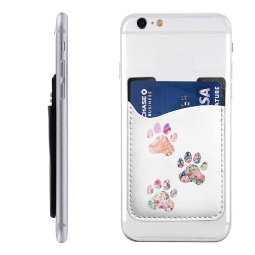 HANGWWZQ Floral Paw Print Trio Phone Credit Card Holders Sleeve Adhesive Wallet Compatible with Most Back of Phones