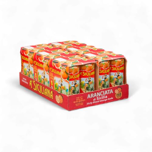 A' Siciliana Sicilian Sparkling Beverage - Refreshing and Delicious Italian Soda made with Sicilian Citrus - Authentic Imported Italian Beverage - Blood Orange Soda 24 Pack of 11.15 fl oz Cans