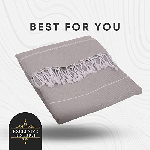 Exclusive District | Turkish Towel | Turkish Bath Towel | 100% Cotton | Beach Towel Peshtemal 38"X70", Silver Grey #TOP4