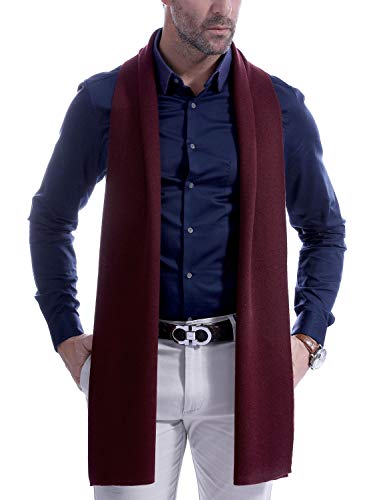 Vextrofort Cashmere Scarves For Men - Men'S Scarf Winter Soft Warm - Mens Scarfs Wool Solid Burgandy cover