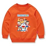 [NCWSDW] ドラえもん 子供服 春秋 スウェット 長袖 クルーネック 男の子 女の子 綿100% キッズ 薄手 カジュアル 小学生 トップス プレゼント オレンジ 130CM