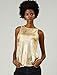 Allegra K Women's Metallic Tank Tops Shiny Sleeveless Party Disco Shirt X-Small Gold