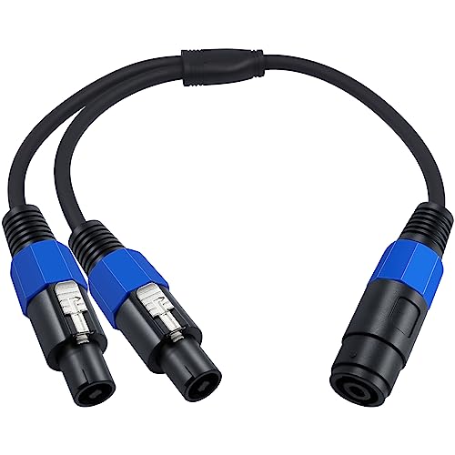 Maxhood 1.5ft Speakon Splitter Cable, 22 AWG Speakon Extension Cable,1 Female to 2 Male Speaker Break Out Cable