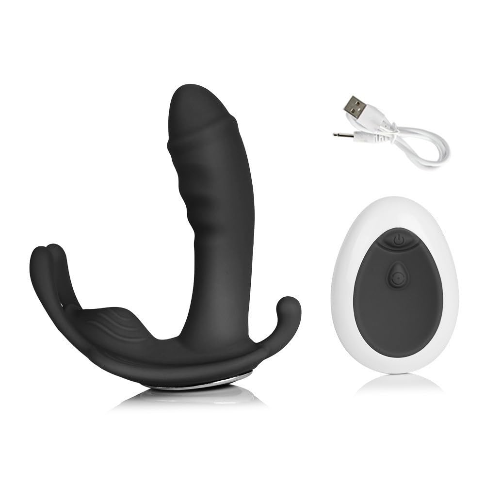Vibrador Mariposa bragas usables consolador vibradores Control remoto juguetes sexuales Para mujeres clítoris orgasmo rápido masturbación juguetes sexuales para adultos (Negro)