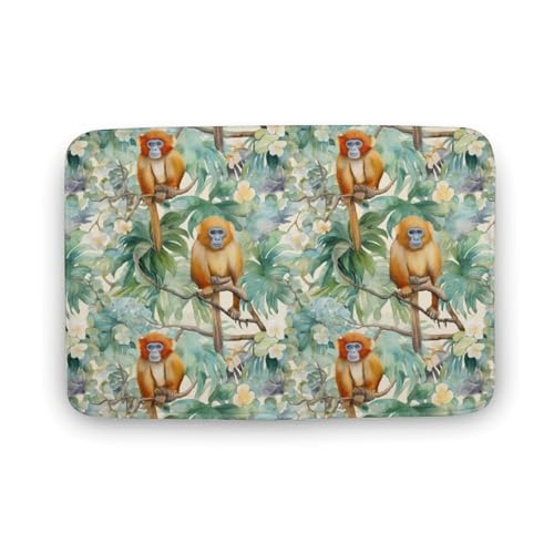 Golden Monkeys Coral Velvet Rugs Non-Slip Bathroom Rugs Soft Kitchen Rug Floor Carpet for Home Decor 15.7
