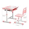 Rengue Kids Desk and Chair Set Height Adjustable School Study Desk and Chair with 55° Tiltable Desktop, 3 Modes&3 Brightness LED Lamps, Storage Drawer and Metal Hook for Boys Girls, Pink #2