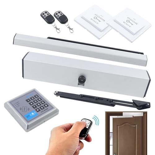 LENJKYYO Accionamiento automático de puerta de 50 W, abridor de puerta eléctrico y cierre de hasta 100 kg para puertas batientes, cierrapuertas basculantes, motor de puerta basculante, manual