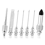 Grease Gun Needle Accessory Kit, 4 Nozzle Tips 2 Injector Dispensers 1 Rubber Joint Adapter Greasing Fitting Accessory for Narrow Space & Deep Metal Bearing Grease Injector Needle Accessory Tool Set