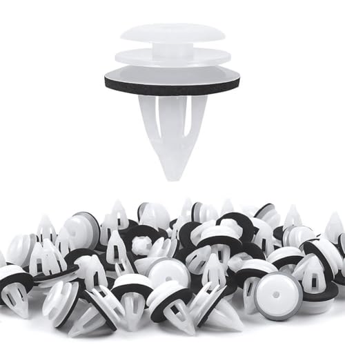 Car Trim Clips Plastic Fasteners 60 pcs, Universal Auto Panel Fixing Clips Plastic Push Rivets Car Door Retainer Mounting Clips for Car Boots Interior Doors Bumper, White Auto Parts panel clips