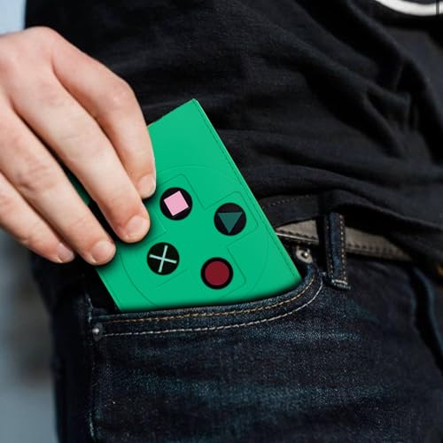 Image of Game Controller Wallets For Kids, Man, Teen Bifold Wallet Multiple Card Slots and Coin Pocket Gamepad Silicone And PU Leather Surface Video Game Kids Wallet in Green