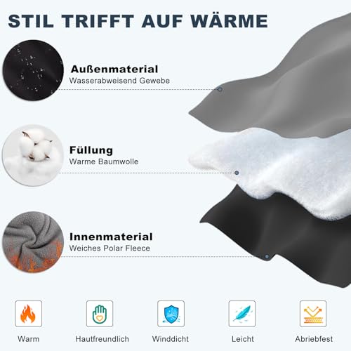 FEimaX Hundemantel Wasserdicht Winddichte Winter Fleece Hundejacke mit Geschirr Hund Wintermantel Warme Weste Reflektierende Verstellbar Haustier Kleidung für Kleine Mittelgroße Hunde (S, Schwarz)