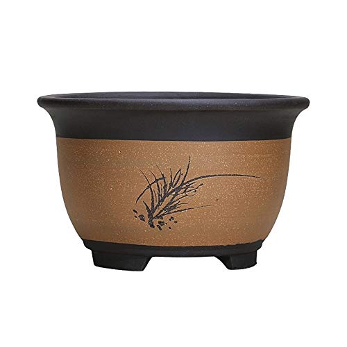 Grand pot de fleurs YRYRYW en céramique ronde, contenant pour orchidée et plante de longévité