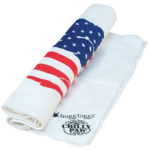Frogg Toggs Chilly Pad Cooling Towel, White with US Flag, Size 33" x