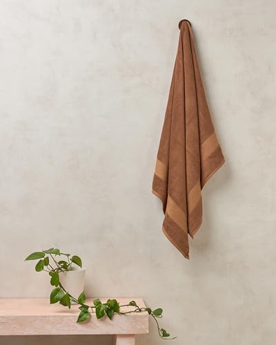 Image of Himeya Towels for Bath Large Size | Bamboo Cotton Towels for Bath | Towel 1Pcs | 400 GSM | 70 x 140 cm | Leather Brown | Bath Towels for Men, Women & Kids | Gym Towel | Perfect for Everyday Use