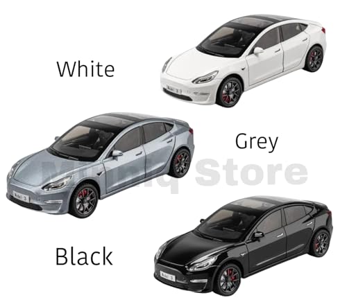 Image of 1:24 Tesla Model - 3 Model Car with Box, Zinc Alloy Pull Back Toy car with Sound and Light for Kids Boy Girl Gift [Colors as Per Stock]