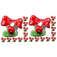 GORGECRAFT 3 PZ Giardino Fungo Rosso Decorazione Funghi Ardenti Statua Nel Giardino di Notte Cortile Percorso Scenario Prato Halloween Decorazioni Natalizie Vasi per Piante Accessori per Esterni