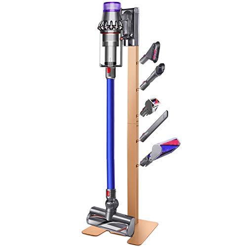 XIGOO Storage-Stand-Docking-Station-Holder Compatible with Dyson V11 V10 V8 V7 Cordless Vacuum Cleaners & Accessories, Stable Metal Organizer Rack, Brushed Gold