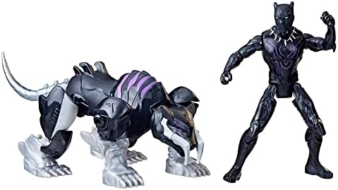 Marvel Mech Strike Mechasaurs, 4-Inch Black Panther with Sabre Claw Action Figures, Super Hero Toys for Kids Ages 4 and Up