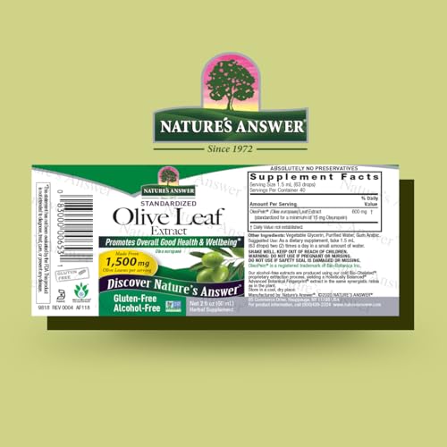 Nature's Answer Alcohol-Free Oleopein Olive Leaf, 2-Fluid Ounces