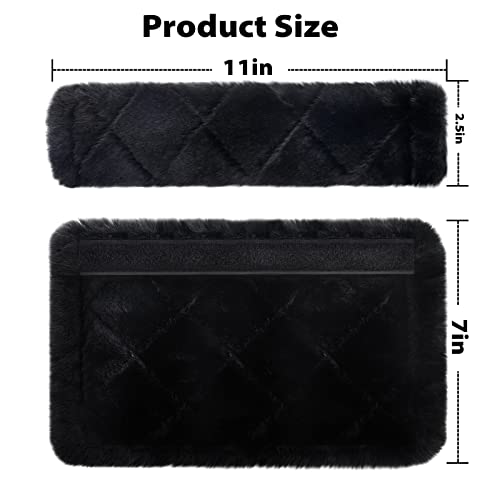 Mikafen Upgraded Version 2 Packs Soft Faux Sheepskin Seat Belt Shoulder Pad With Plaid Pattern, Suitable For Adults, Teens And Children (Black) #TOP4