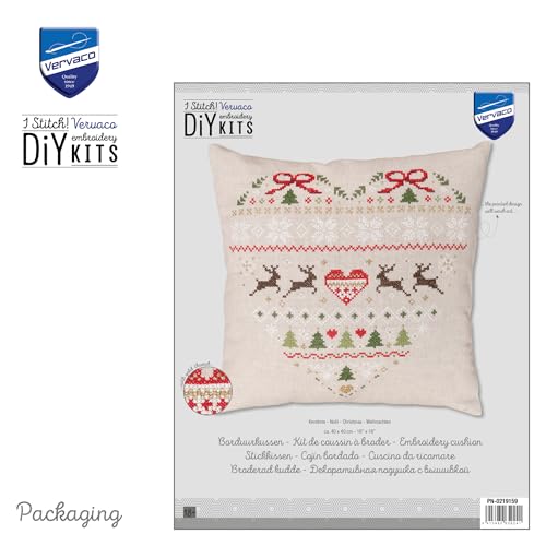 Coussin point de croix Cœur Festif, une idée cadeau DIY originale
