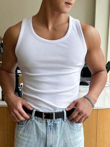 COZYEASE Men's Summer Tank Top Scoop Neck Workout Gym Muscle Tank T-Shirt Sleeveless Undershirt