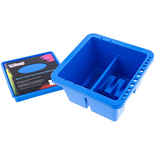 U.S. Art Supply 12 Hole Multi-Function Plastic Brush Washer, Cleaner and Holder
