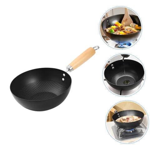 Wok pequeño de hierro para cocina diaria miniatura 6