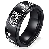 AntDear Stranger Spinner Rings for Boys Men 80s Memories Jewelry for kids Teens Black Stainless Steel ST Fidget Rings for Anxiety (Upside Down World, 9)