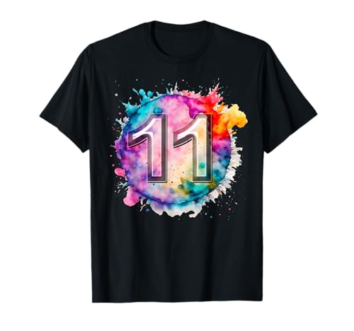 Farbspritzer T-Shirt zum 11. Geburtstag, Kinder, Mädchen, Jungen, 11 Jahr T-Shirt