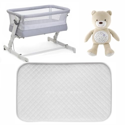 Next2Me - Colchón de espuma compatible con Chicco Next to Me para cuna infantil, lavable a máquina, hipoalergénico, transpirable, acolchado con cremallera, 83 x 50 x 5 cm, fabricado en Reino Unido