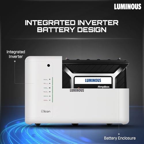 Image of Luminous Inverter & Battery Combo for Home, Office & Shops | iCon White 1100 Inverter with AmpBox Gel Battery | Fast Charging, 4hr Backup, Maintenance-Free | Warranty: 36 & 60 Months