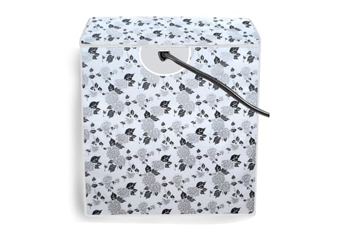 Image of The Furnishing Tree PVC Washing Machine Cover Compatible for Samsung 9.5 KG Semi-Automatic Top Loading WT95A4260GD /TL, Washing Machine Waterproof and dustproof, Floral Pattern Black & White