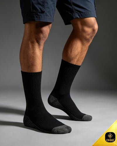 Image of ONKE Seamless Athletic Work Socks for Men Heavy Duty Boot Max Cushion Crew