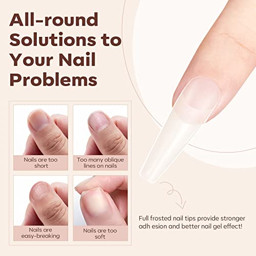 Image of Modelones Long Coffin Nail Tips Fake Nails Gel Tips Full Matte Cover More Friction for Acrylic Professional Extension Gel Manicure Art Design 10 Sizes