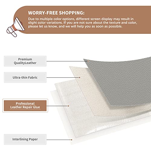 Onine Large Leather Repair Tape，Leather Repair Patch，16 X 60 Inch Self-Adhesive Couch Patch，Waterproof，Wear-Resisting，For Furniture, Drivers Seat, Sofas, Car Seats (Light Gray) #TOP1