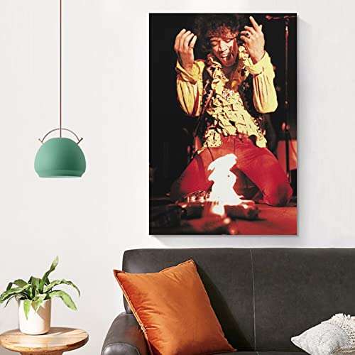 Flowerwine Jimi Singer Hendrix Poster Canvas Wall Art Room Decor Picture For Bedroom Office Bar And Dormitory 12X18Inch(30X45Cm) #TOP3