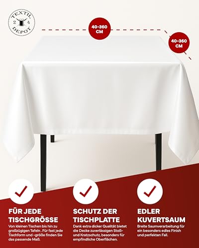 texpot Tischdecke 110 x 140 cm Weiß Leinenoptik Lotuseffekt Fleckschutz Bügelfrei Tischtuch – Ansicht 5