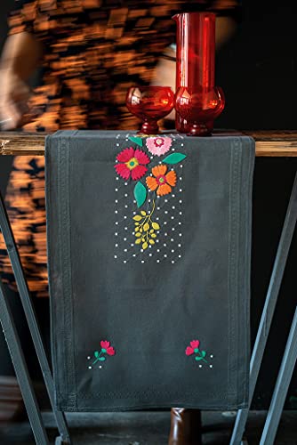Kit broderie chemin de table fleurs multicolores de qualité supérieure - 3