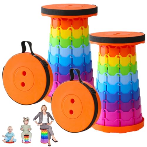 2個 折りたたみ椅子 軽量 伸縮式 おりたたみいす アウトドアチェア 折り畳み式 キャンプ椅子 キャンプスツール 軽量 防水 持ち手付き 持ち運び釣り 観戦 花火大会 屋内 屋外用 高さ調整7-45cm 耐荷重250kg (2個 オレンジ)