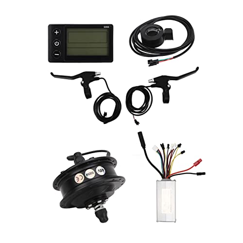 Kit de Conversión de Bicicleta Eléctrica, Tracción Delantera con Acelerador de Pulgar 130X, Pantalla de Datos Múltiples, Kit de Control de Motor de Bricolaje (Para radios de
