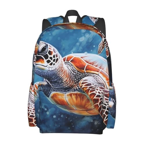 Travel Backpack for Women Men Green turtle painting Casual Daypack Large Capacity Nurse Bag2